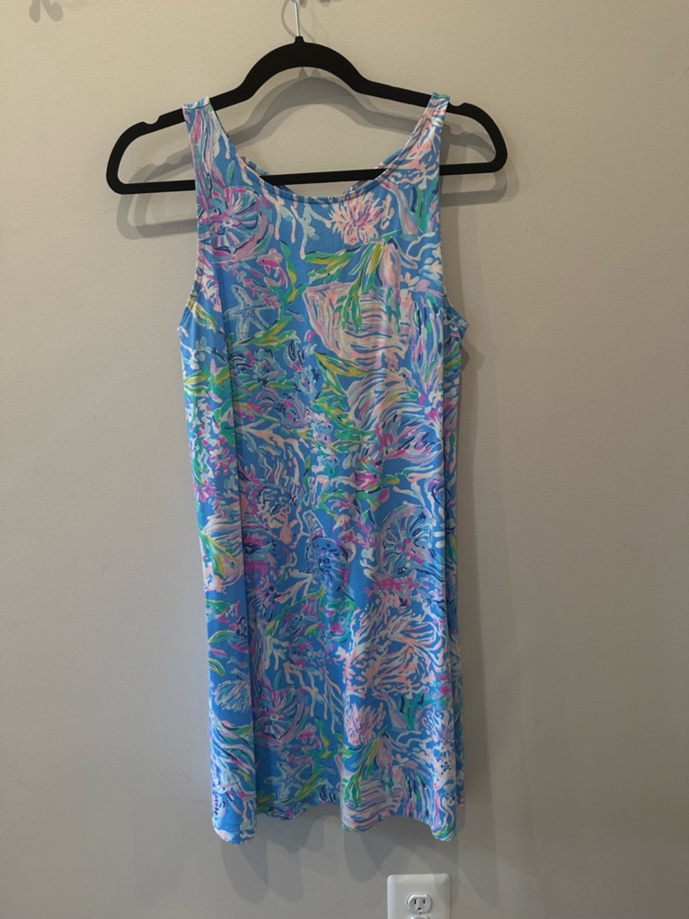 Lilly Pulitzer Blue Floral Tank Mini Dress with Pink & Green Accents